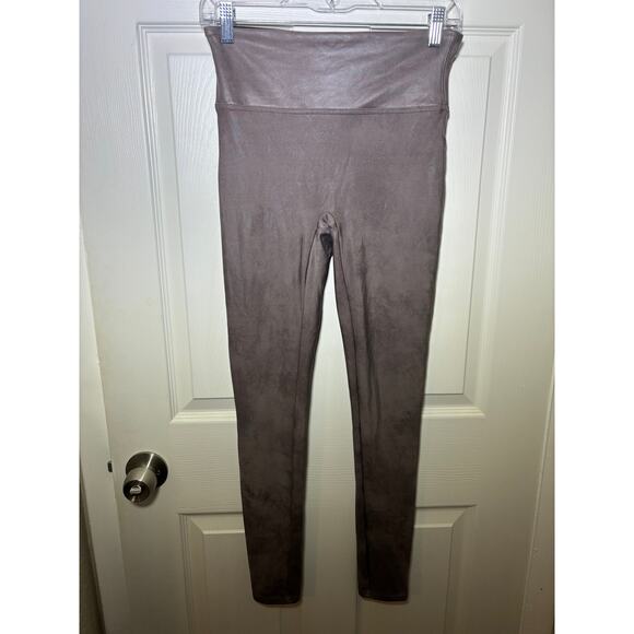 Spanx Women's Faux Leather Leggings Grayish brown size Large - Picture 2 of 5